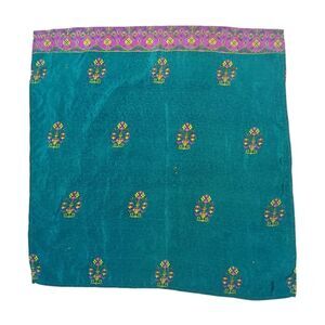 Darn Good Yarn Vibrant Teal Purple Square Rhinestone Bandana Scarf Made In India